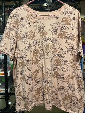 Disney Pink Cream Tee with Black Stitch Logo